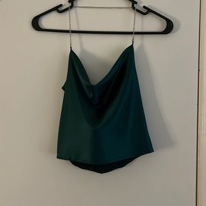 dark green chain halter top